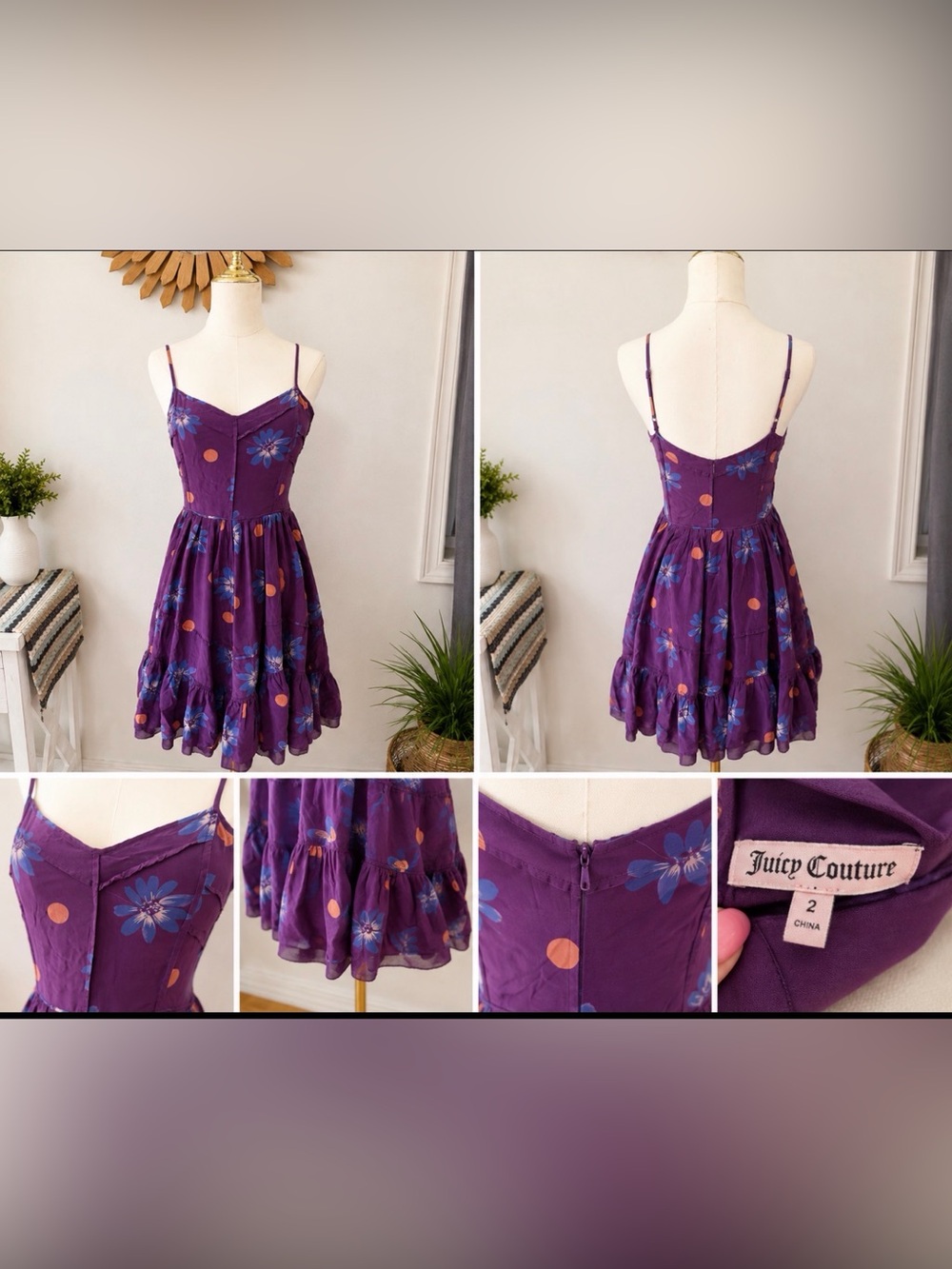 💜 Juicy Couture Whimsical Bloom Babydoll Dress Size 2